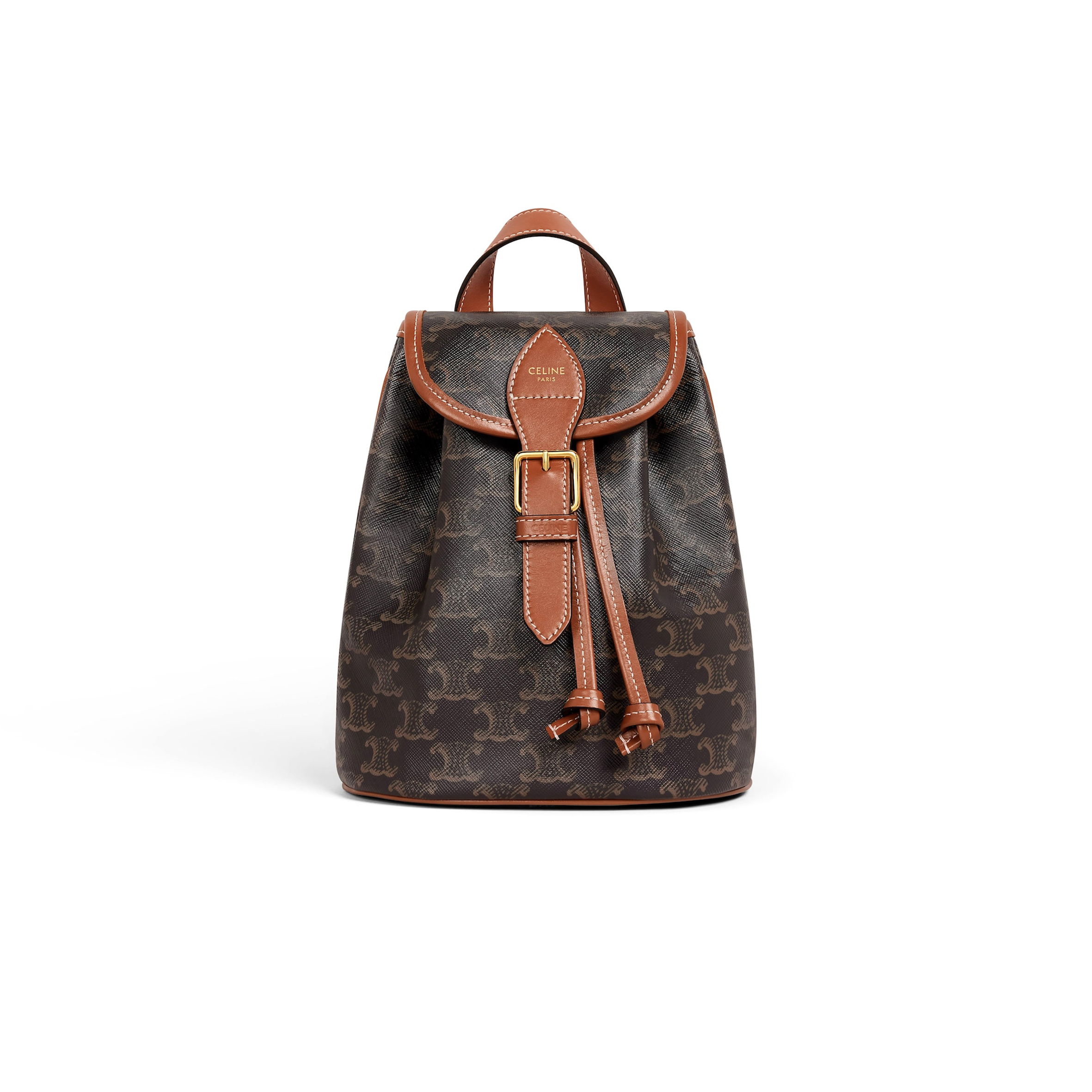 Ce**e mini backpack folco in triomphe canvas and calfskin 197662cas.04lu (20*17*10cm)